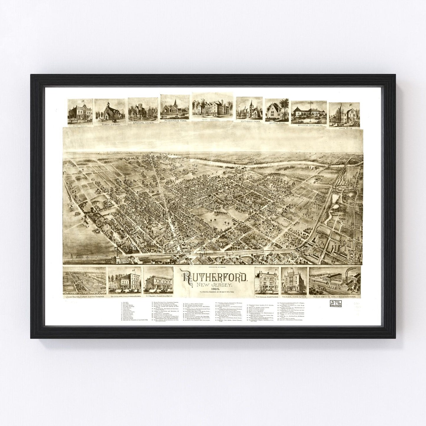 vintage map of Rutherford, New Jersey, 1904