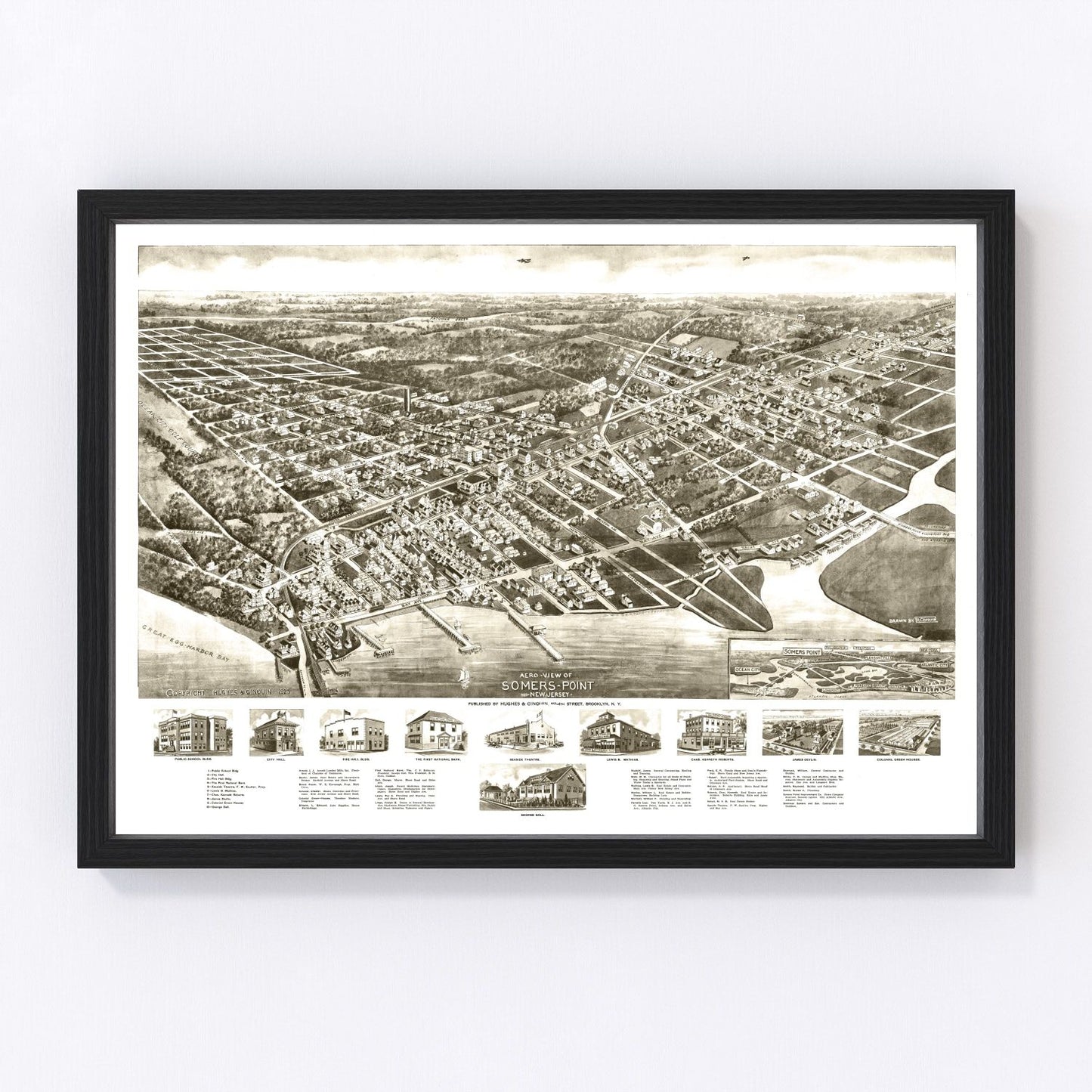 Vintage map of Somers Point, New Jersey, 1925
