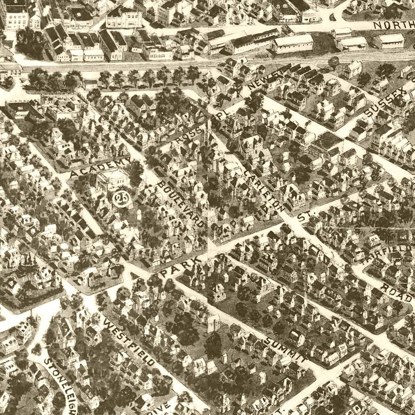 Vintage Map of Westfield, New Jersey, 1929