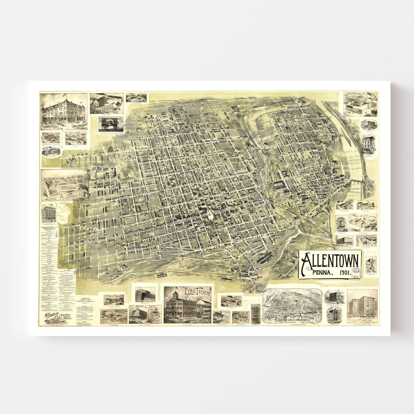 Vintage Map of Allentown, Pennsylvania, 1901