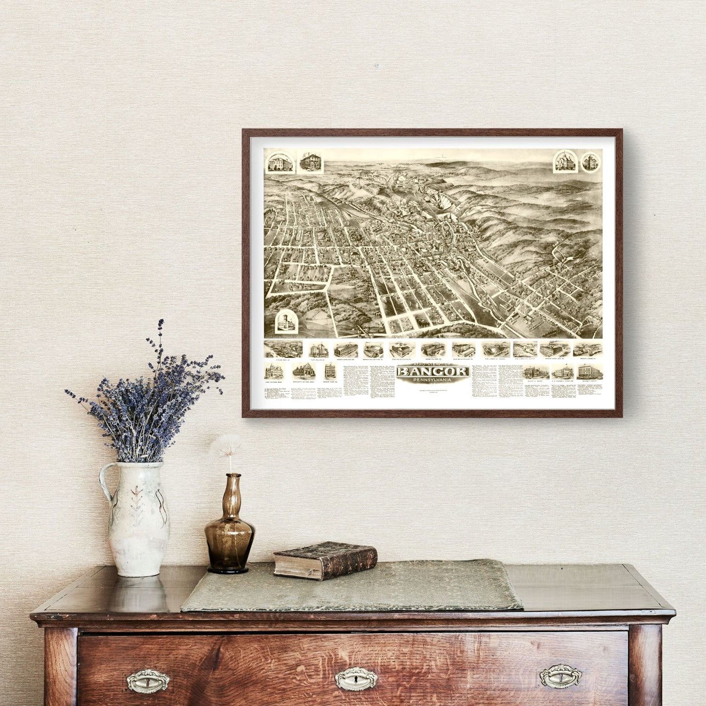 Vintage Map of Bangor, Pennsylvania, 1918