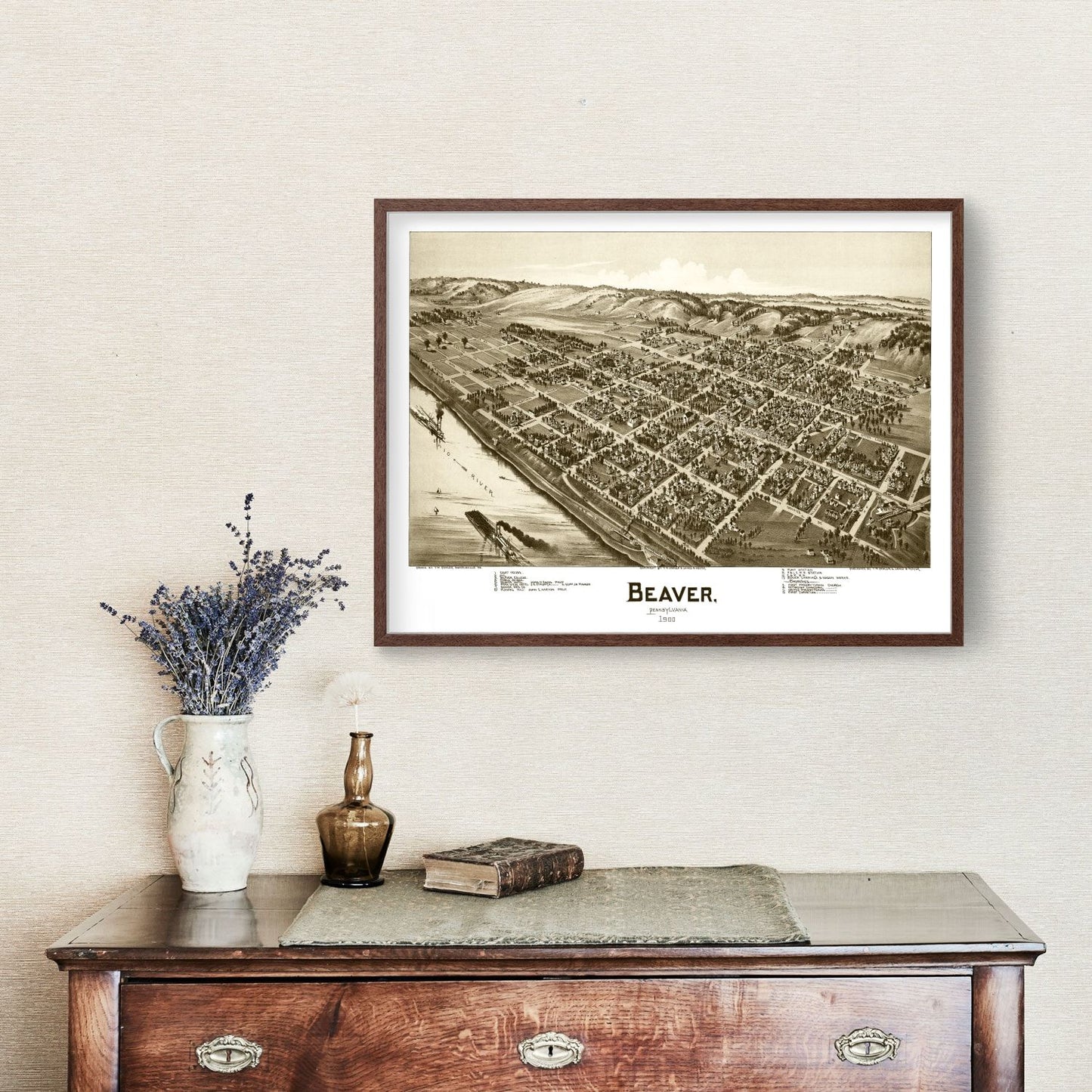 Vintage Map of Beaver, Pennsylvania, 1900