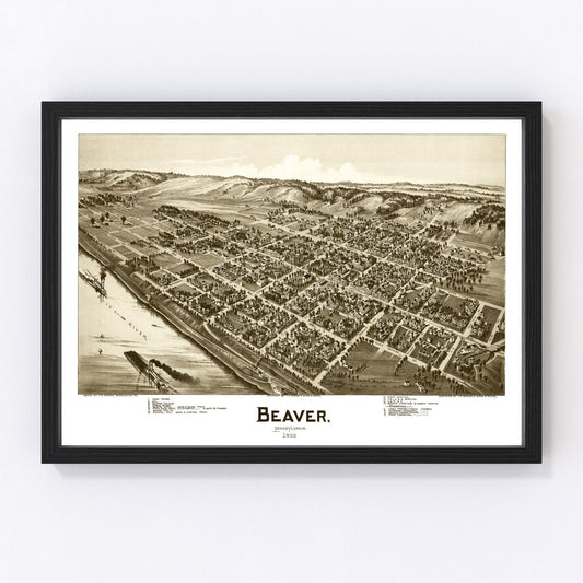 Vintage map of Beaver, Pennsylvania, 1900
