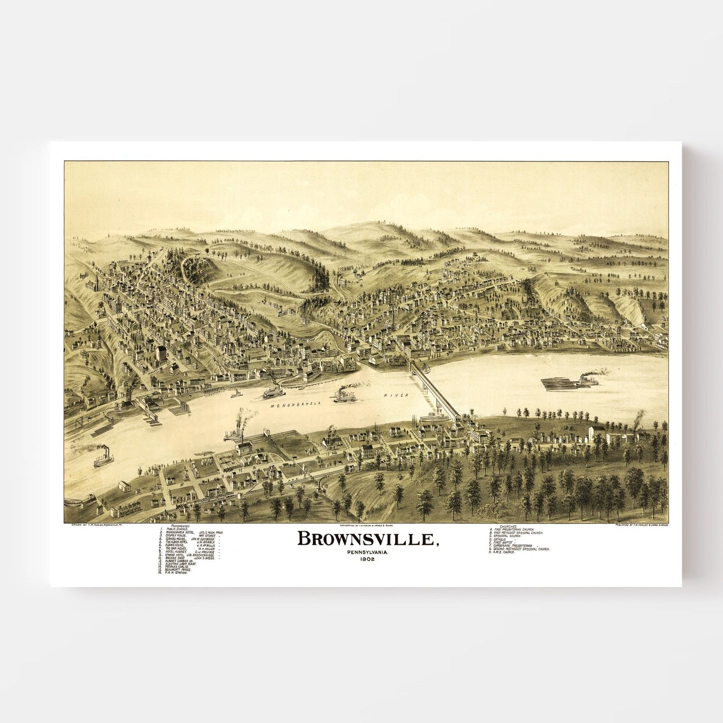 Vintage Map of Brownsville, Pennsylvania, 1902