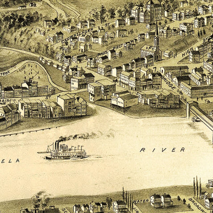 Vintage Map of Brownsville, Pennsylvania, 1902