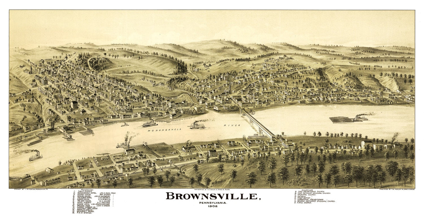 Vintage Map of Brownsville, Pennsylvania, 1902