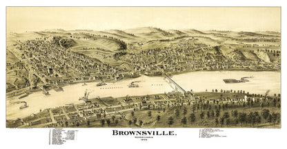 Vintage Map of Brownsville, Pennsylvania, 1902