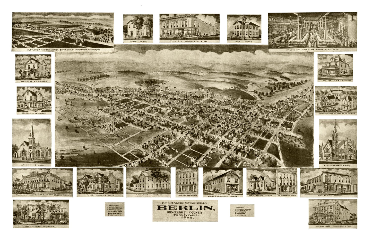 Vintage Map of Berlin, Pennsylvania, 1905