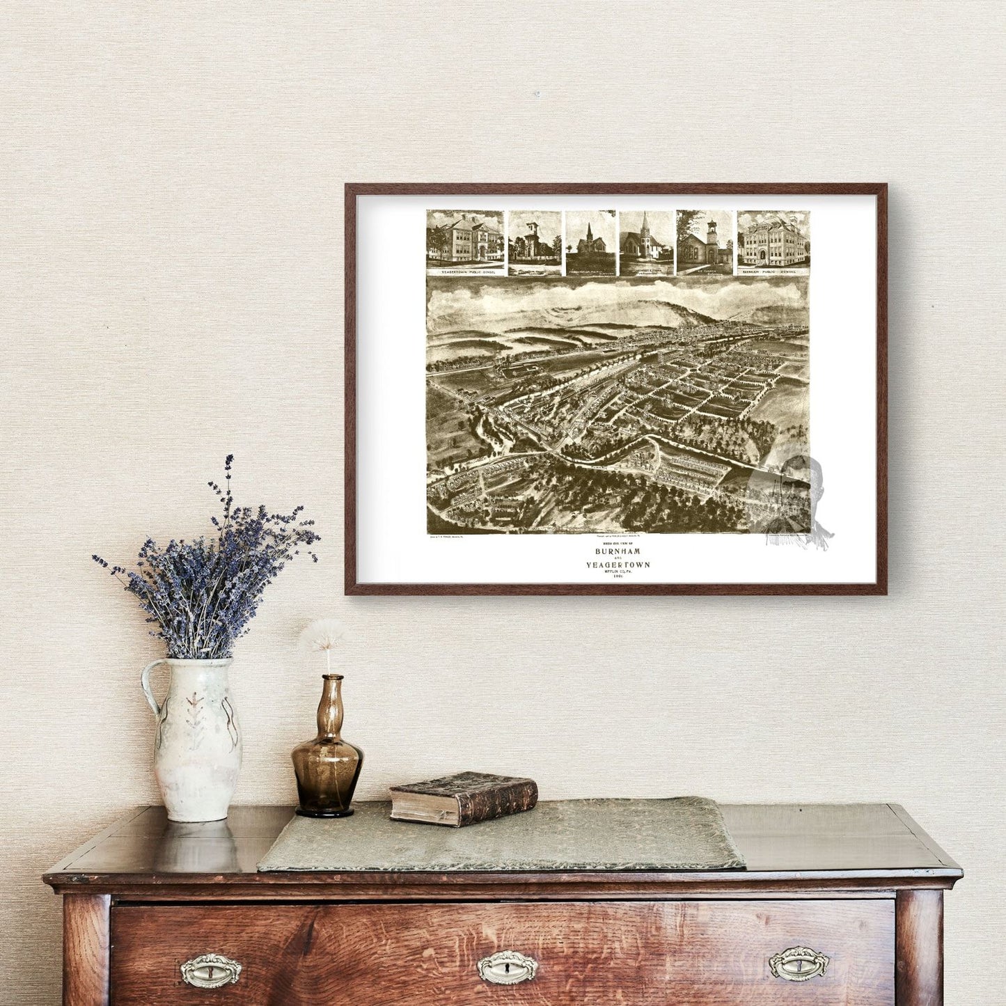 Vintage Map of Burnham, Pennsylvania, 1906 | Wall Art