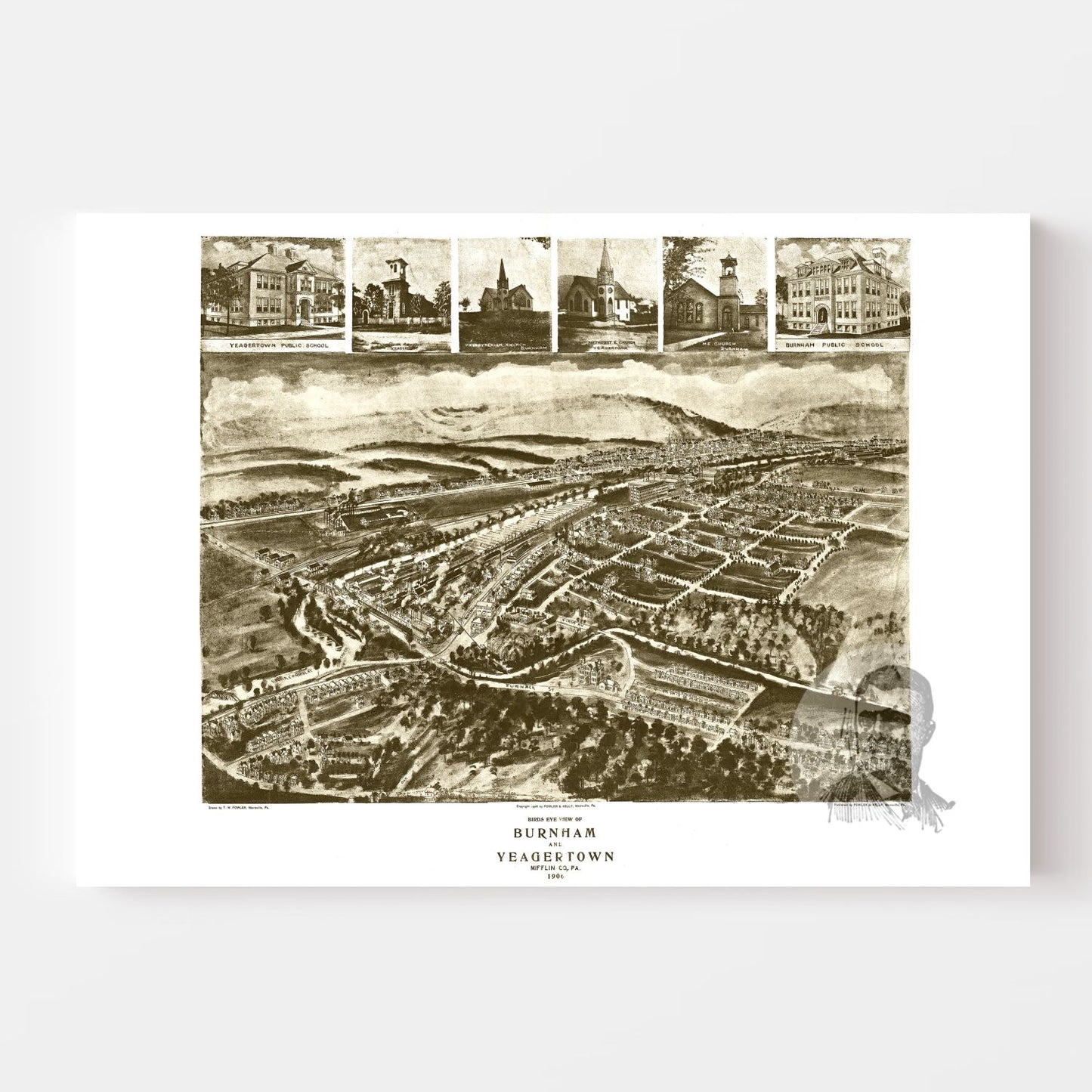 Vintage Map of Burnham, Pennsylvania, 1906 | Wall Art