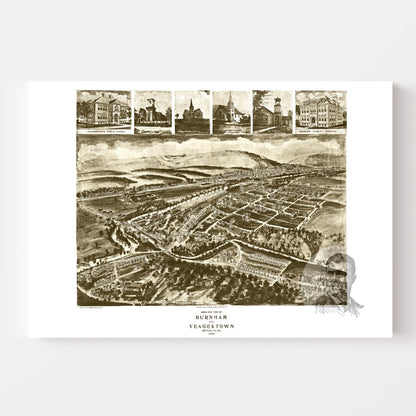 Vintage Map of Burnham, Pennsylvania, 1906 | Wall Art