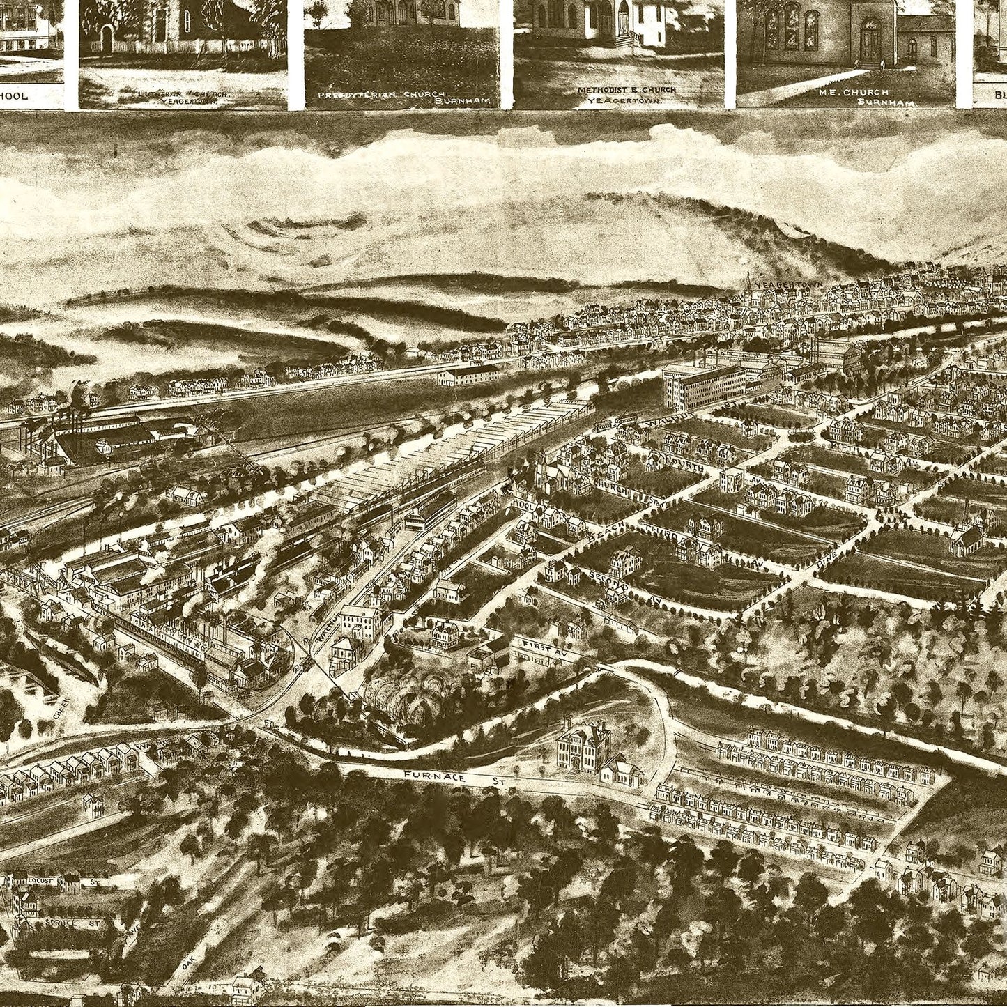 Vintage Map of Burnham, Pennsylvania, 1906 | Wall Art