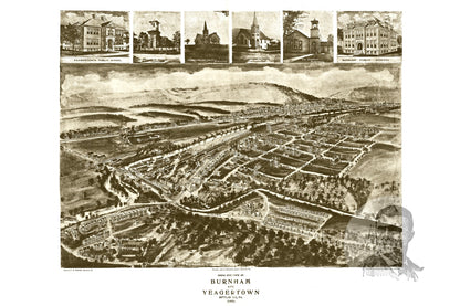Vintage Map of Burnham, Pennsylvania, 1906 | Wall Art