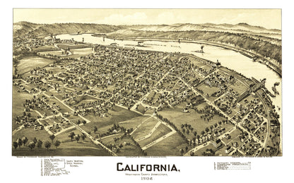 Vintage Map of California, Pennsylvania, 1902