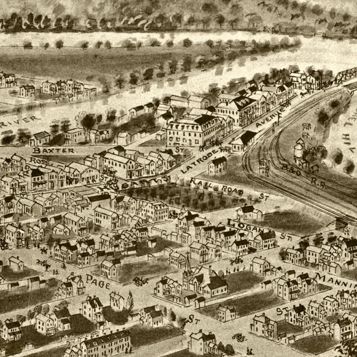 Vintage Map of Confluence, Pennsylvania, 1905