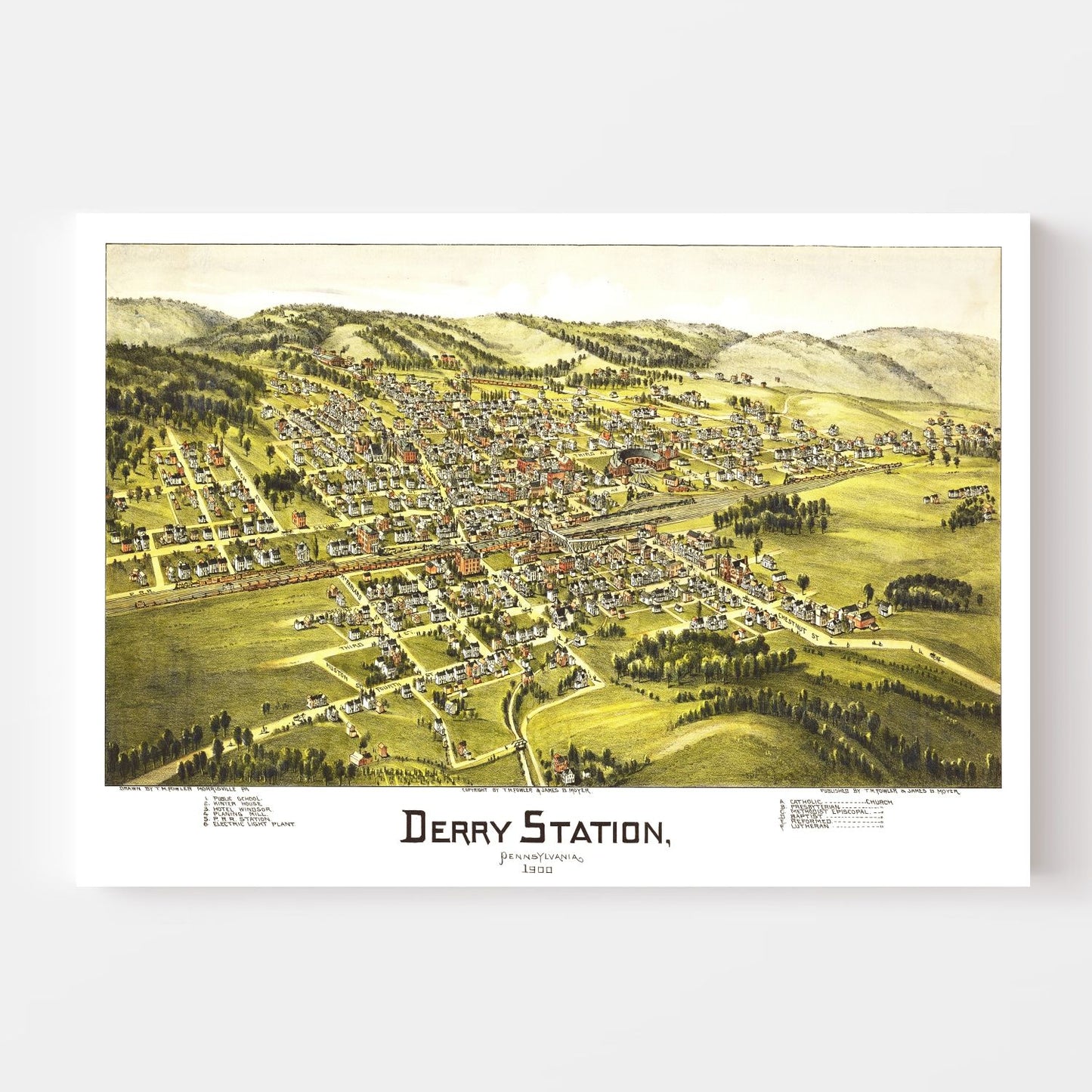 Vintage Map of Derry Station, Pennsylvania, 1900