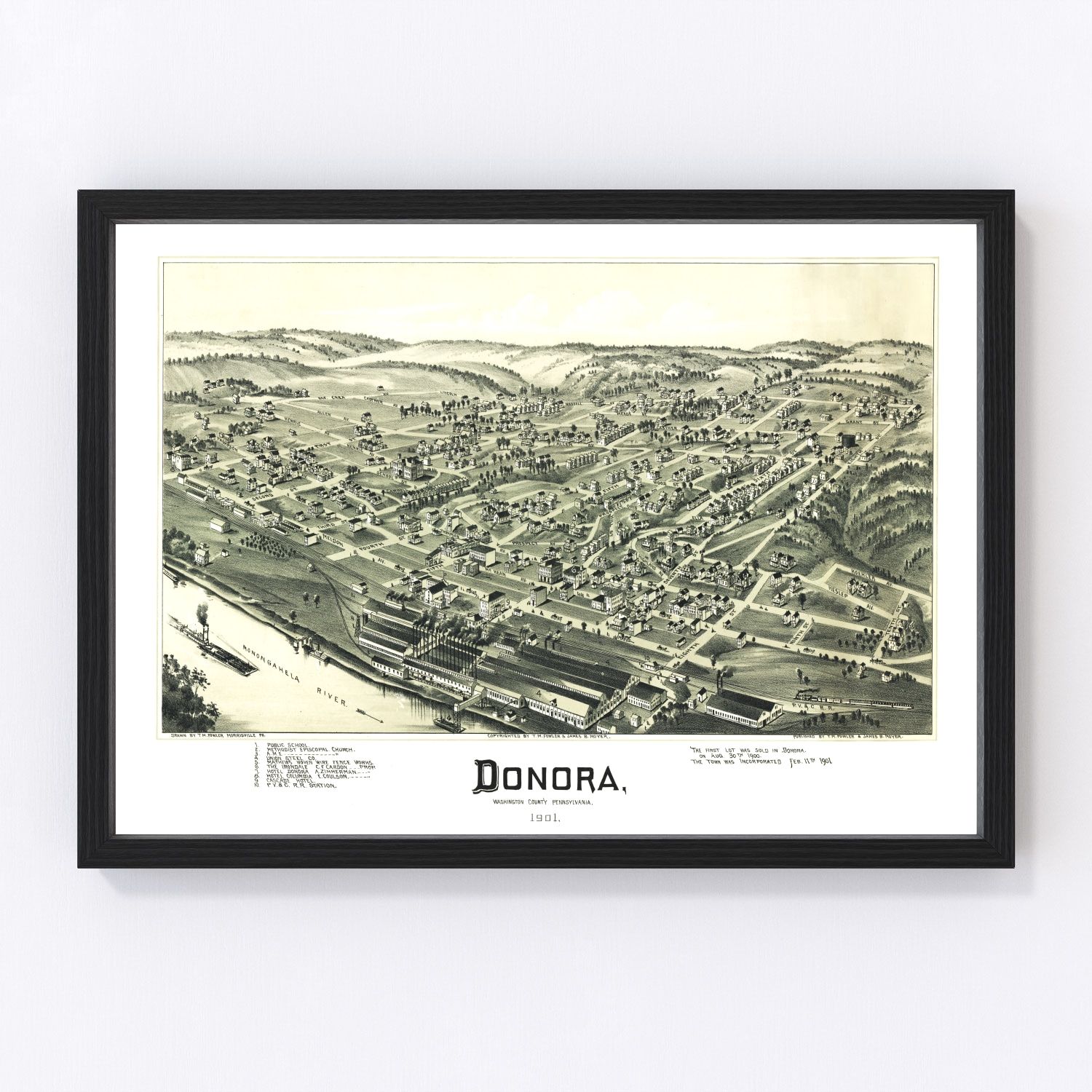 vintage map of Donora, Pennsylvania, 1901