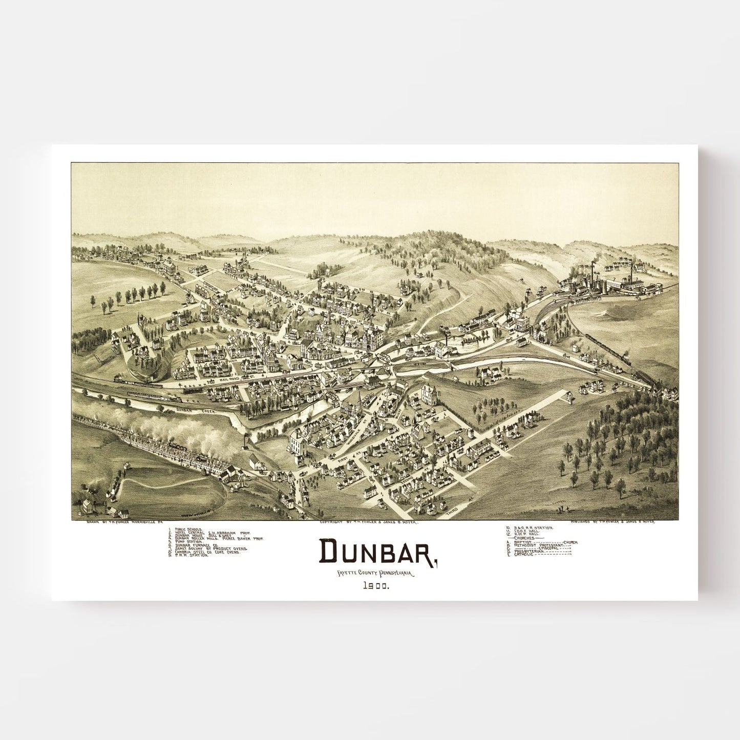 Vintage Map of Dunbar, Pennsylvania, 1900