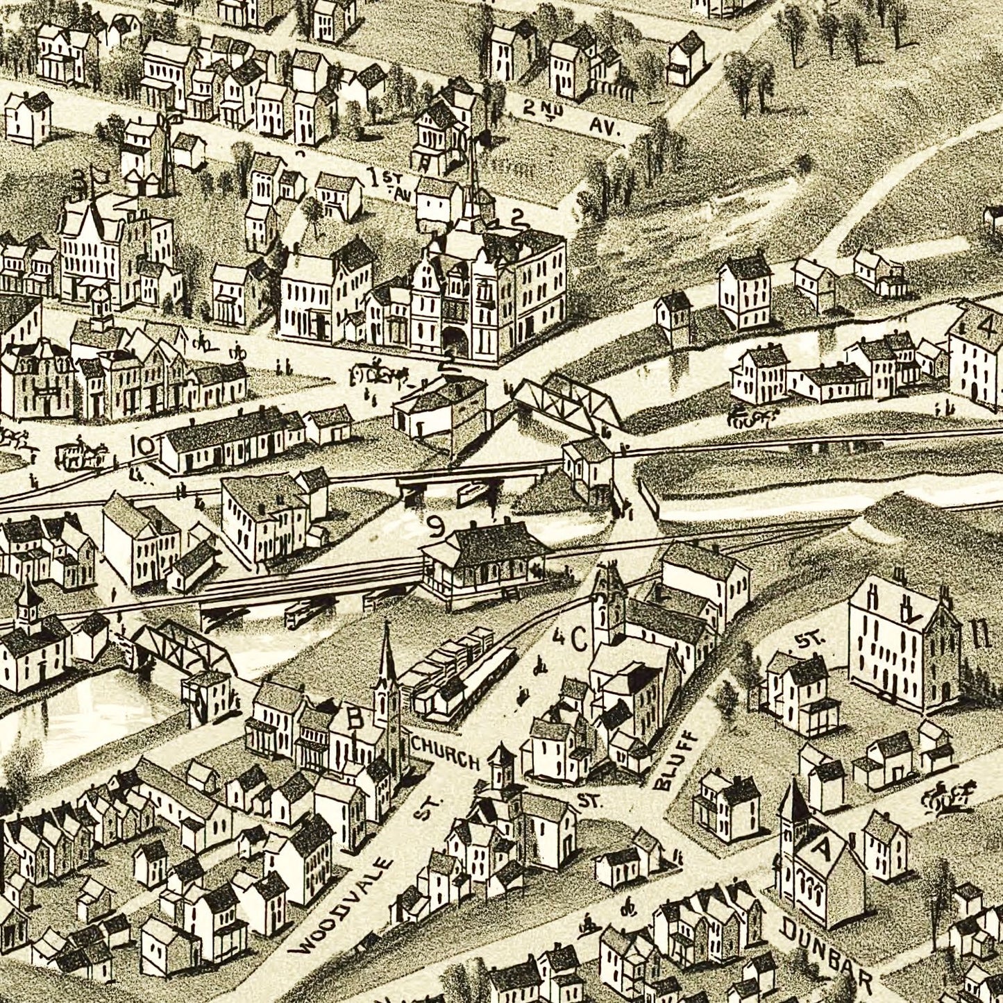 Vintage Map of Dunbar, Pennsylvania, 1900