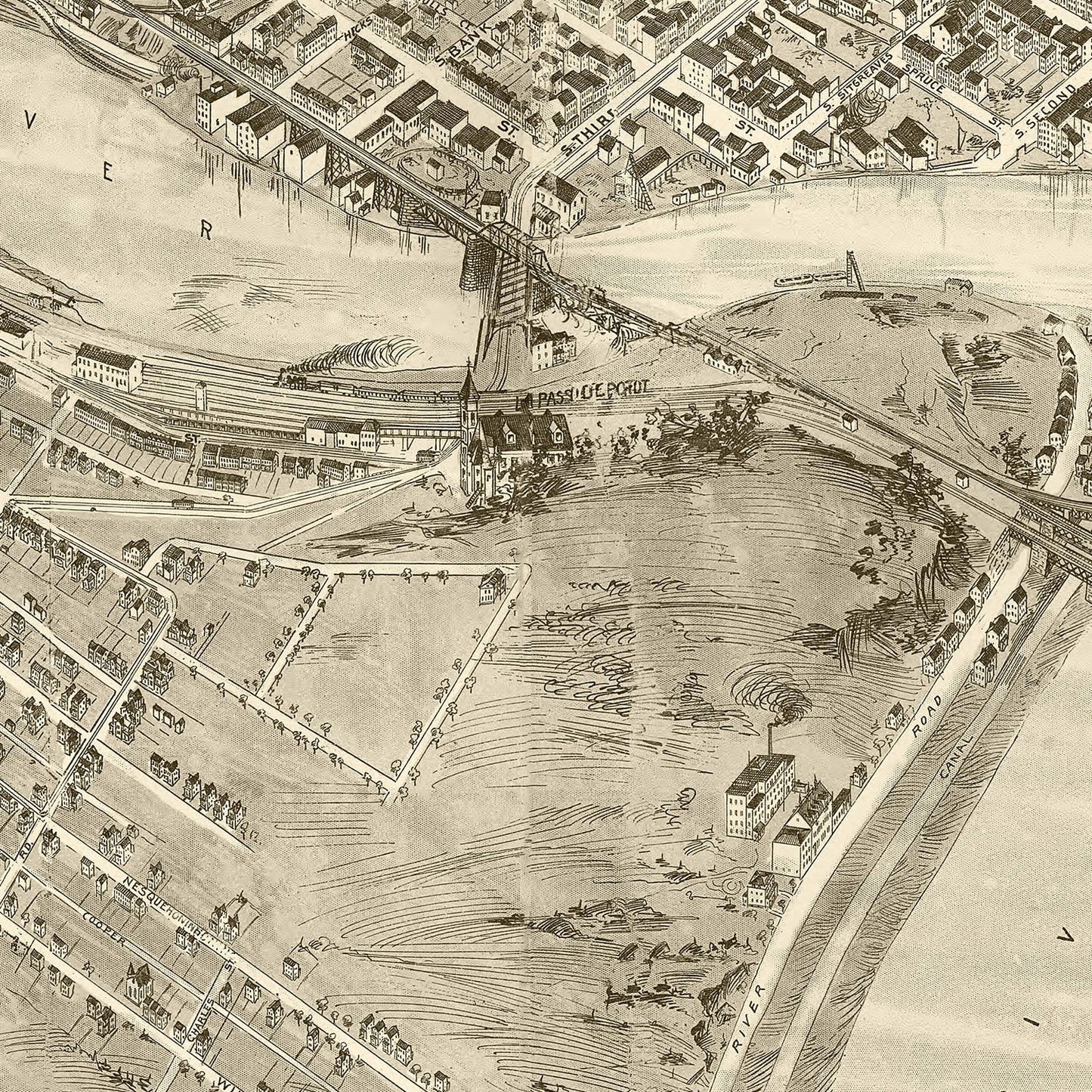 Vintage Map of Easton, Pennsylvania, 1900