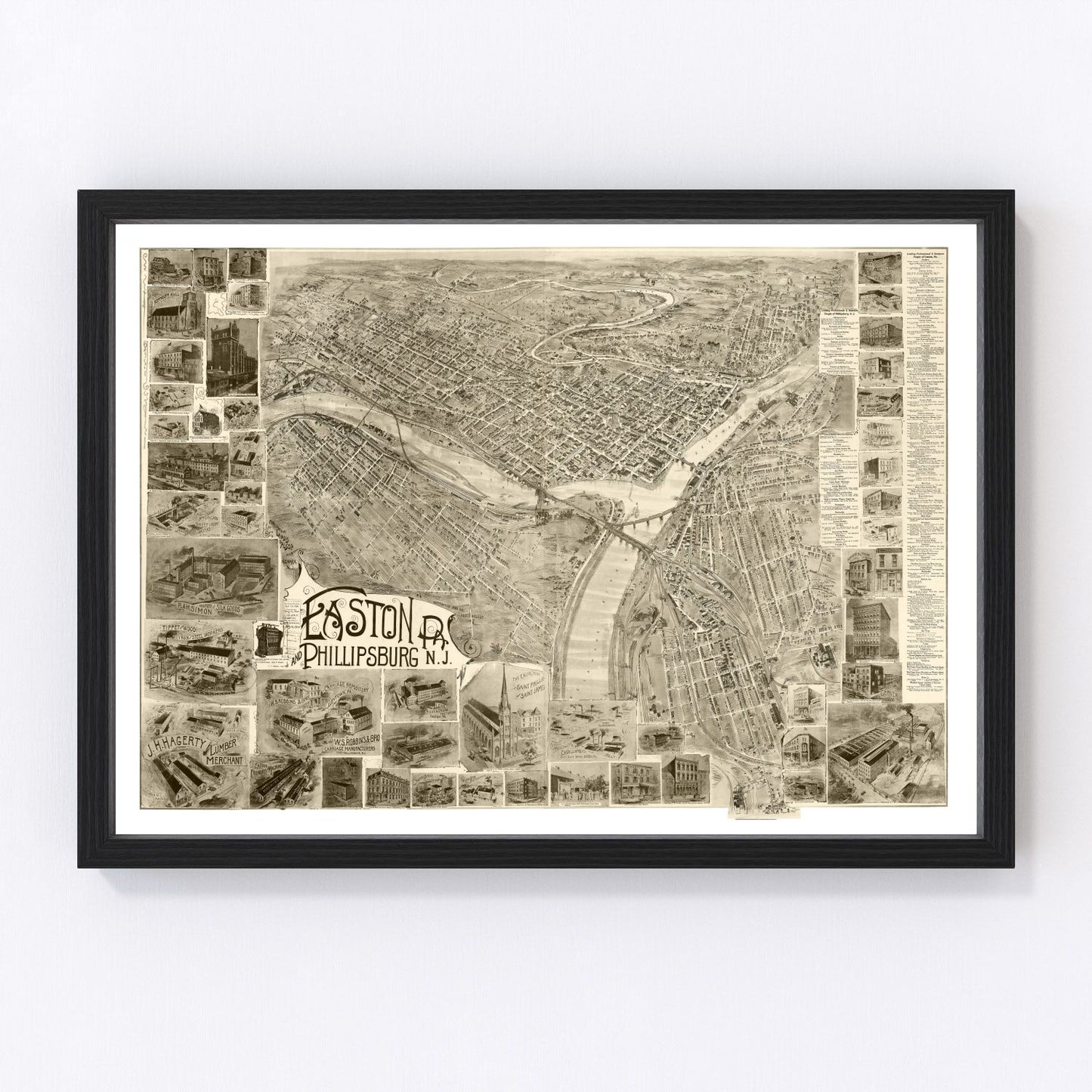 Vintage map of Easton, Pennsylvania, 1900