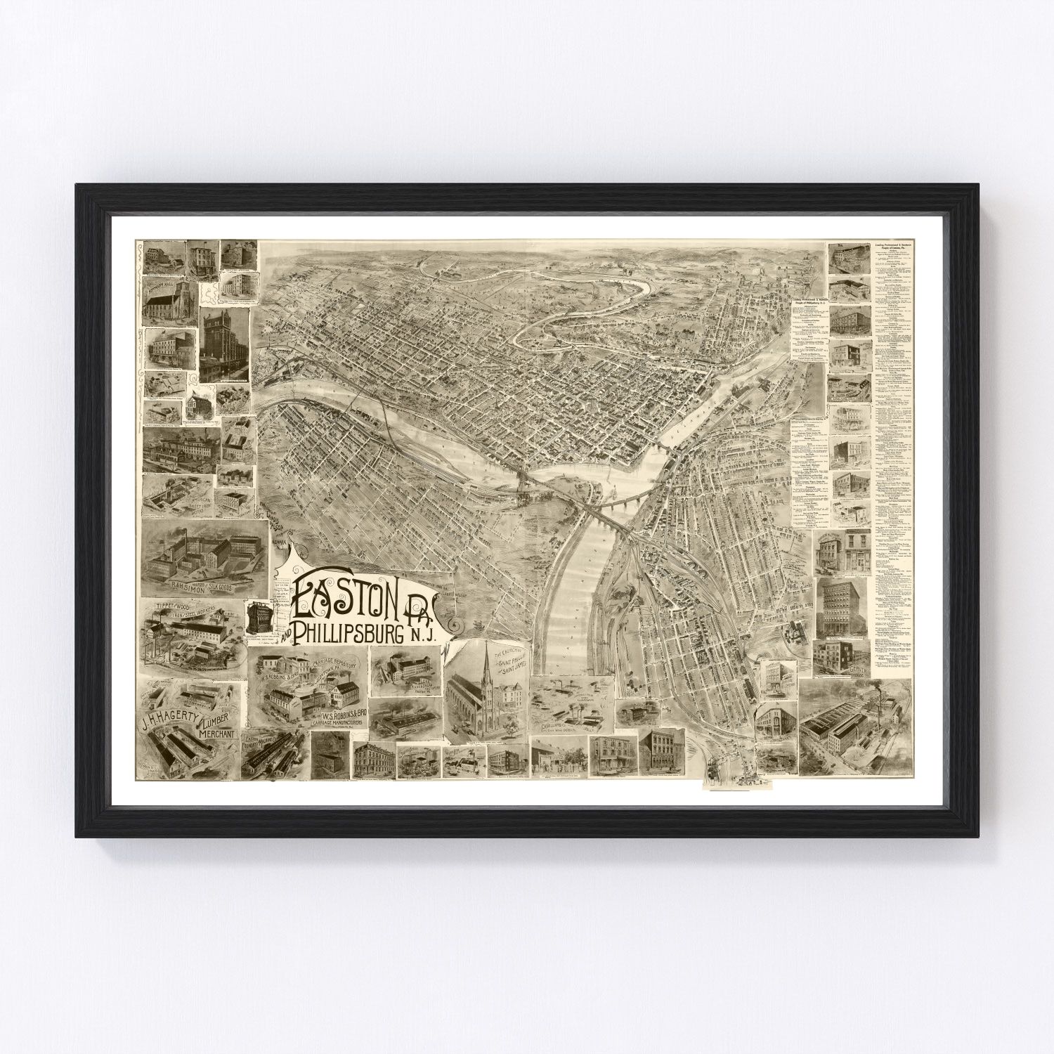 Vintage map of Easton, Pennsylvania, 1900