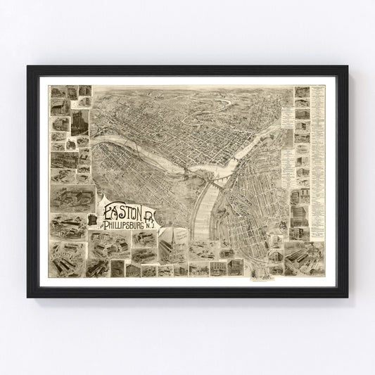 Vintage map of Easton, Pennsylvania, 1900