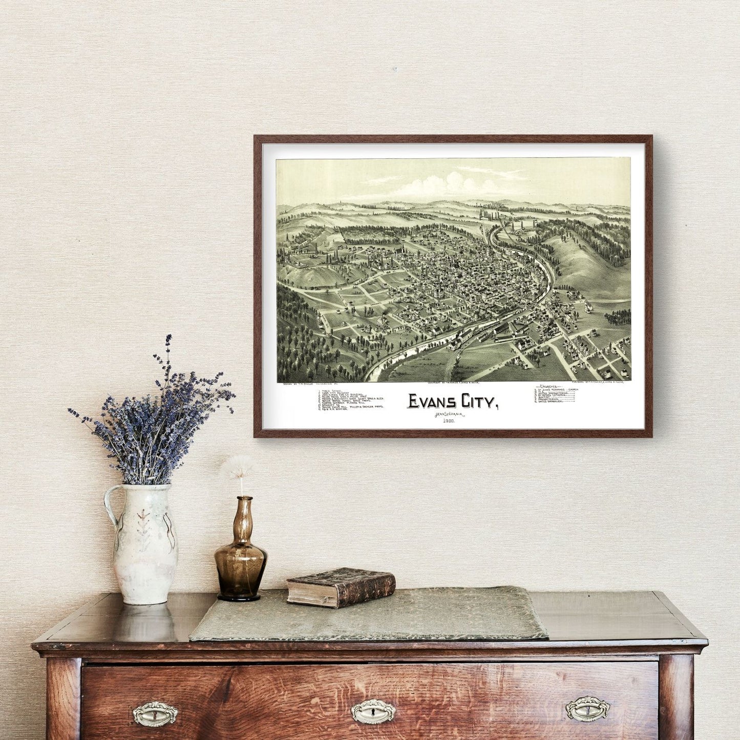 Vintage Map of Evans City, Pennsylvania, 1900