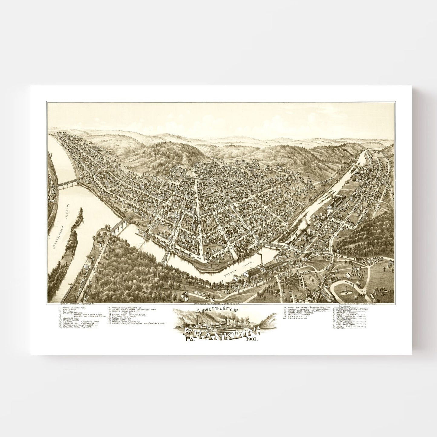 Vintage Map of Franklin, Pennsylvania, 1901