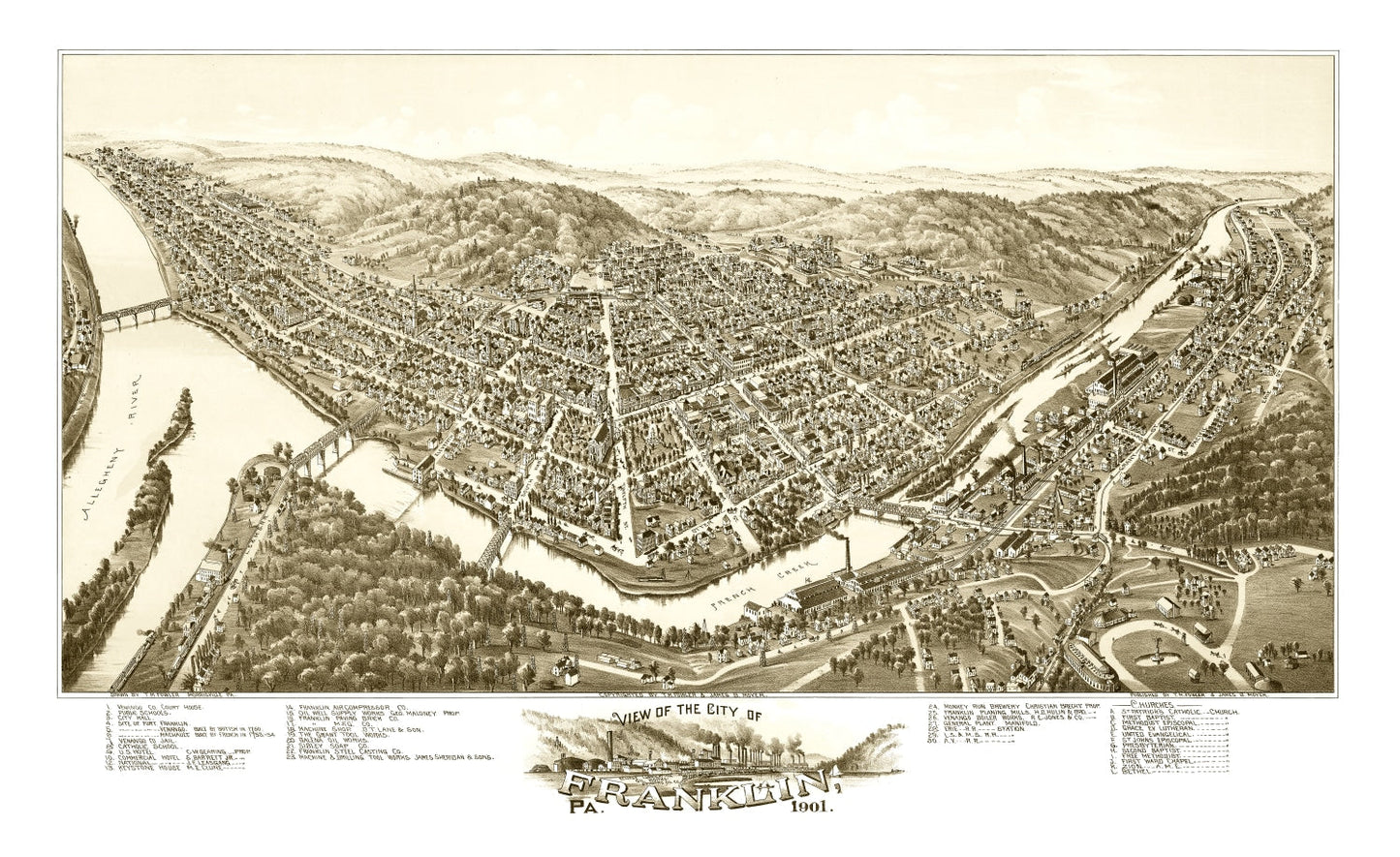 Vintage Map of Franklin, Pennsylvania, 1901