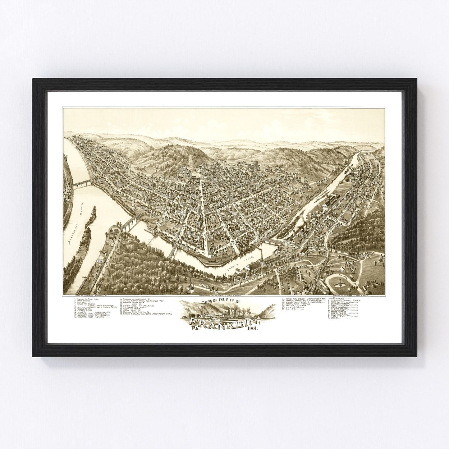 vintage map of Franklin, Pennsylvania, 1901