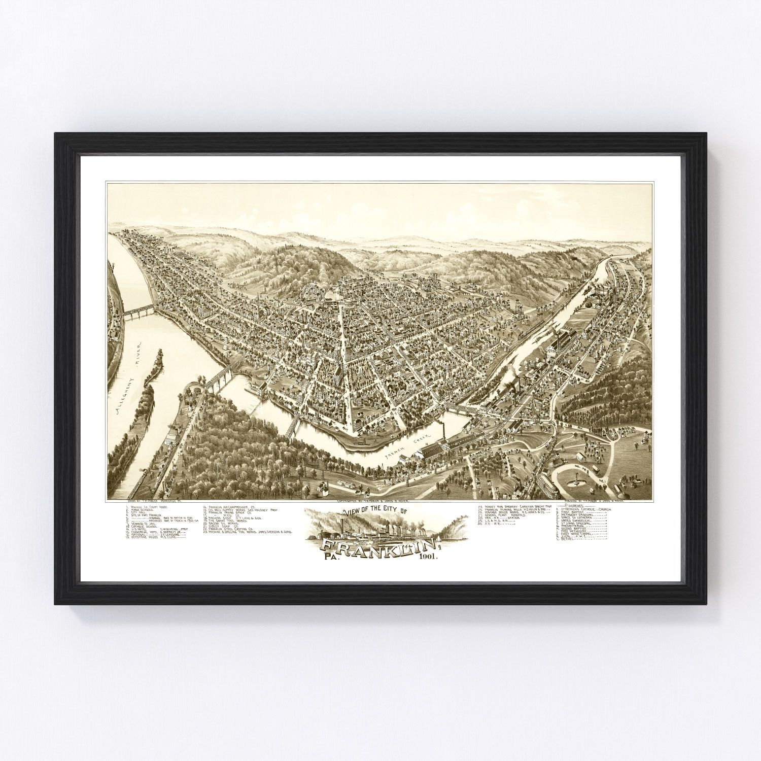 vintage map of Franklin, Pennsylvania, 1901