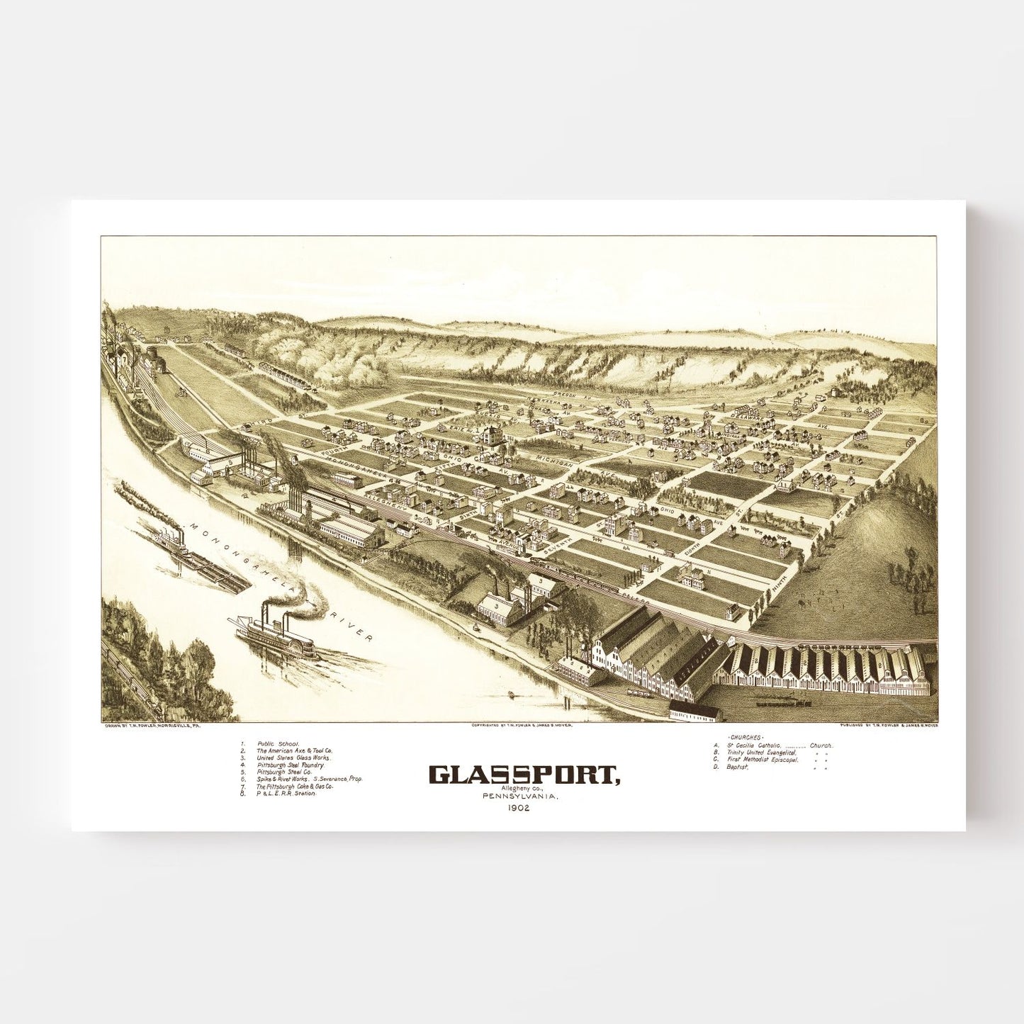 Vintage Map of Glassport, Pennsylvania, 1902