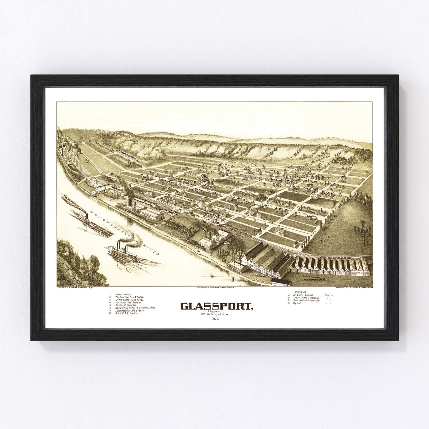 Vintage map of Glassport, Pennsylvania, 1902