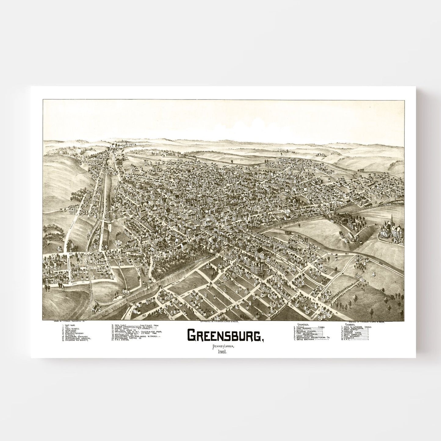 Vintage Map of Greensburg, Pennsylvania, 1901