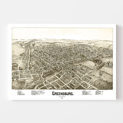 Vintage Map of Greensburg, Pennsylvania, 1901