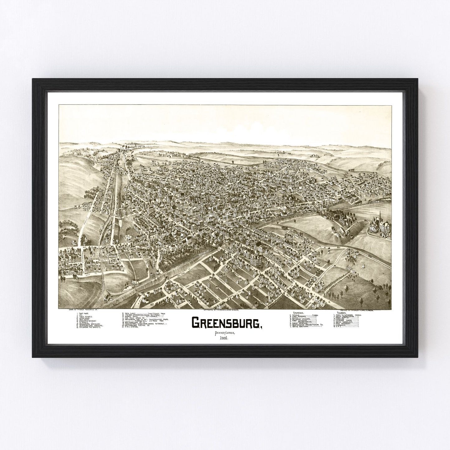 vintage map of Greensburg, Pennsylvania, 1901