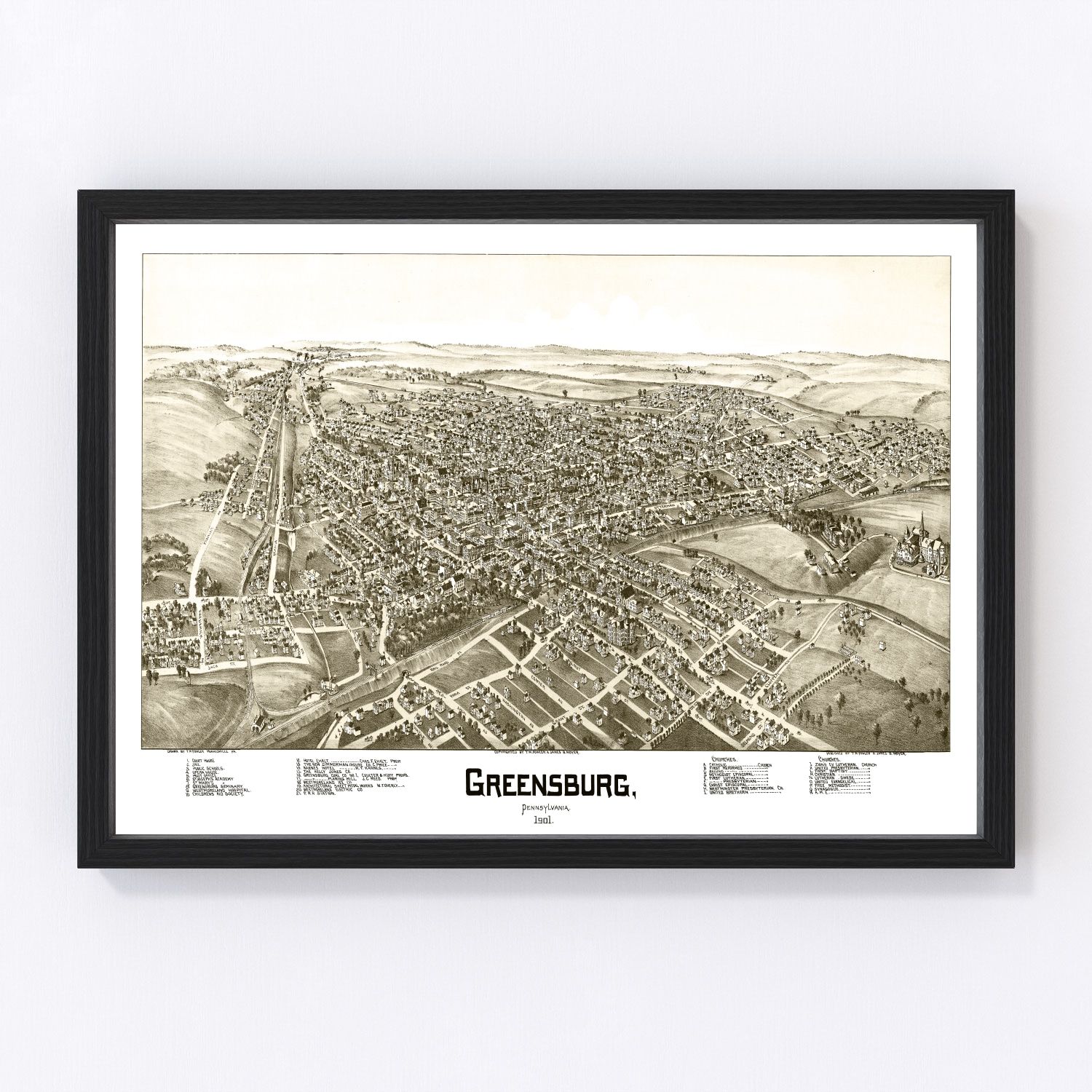 vintage map of Greensburg, Pennsylvania, 1901