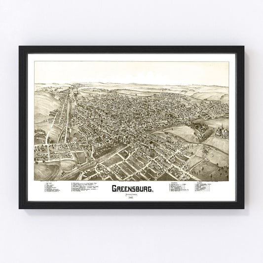 vintage map of Greensburg, Pennsylvania, 1901