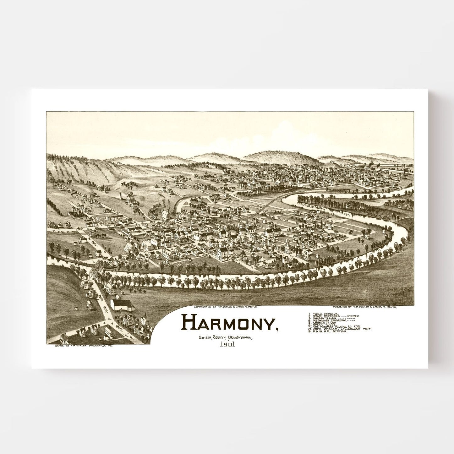 Vintage Map of Harmony, Pennsylvania, 1901