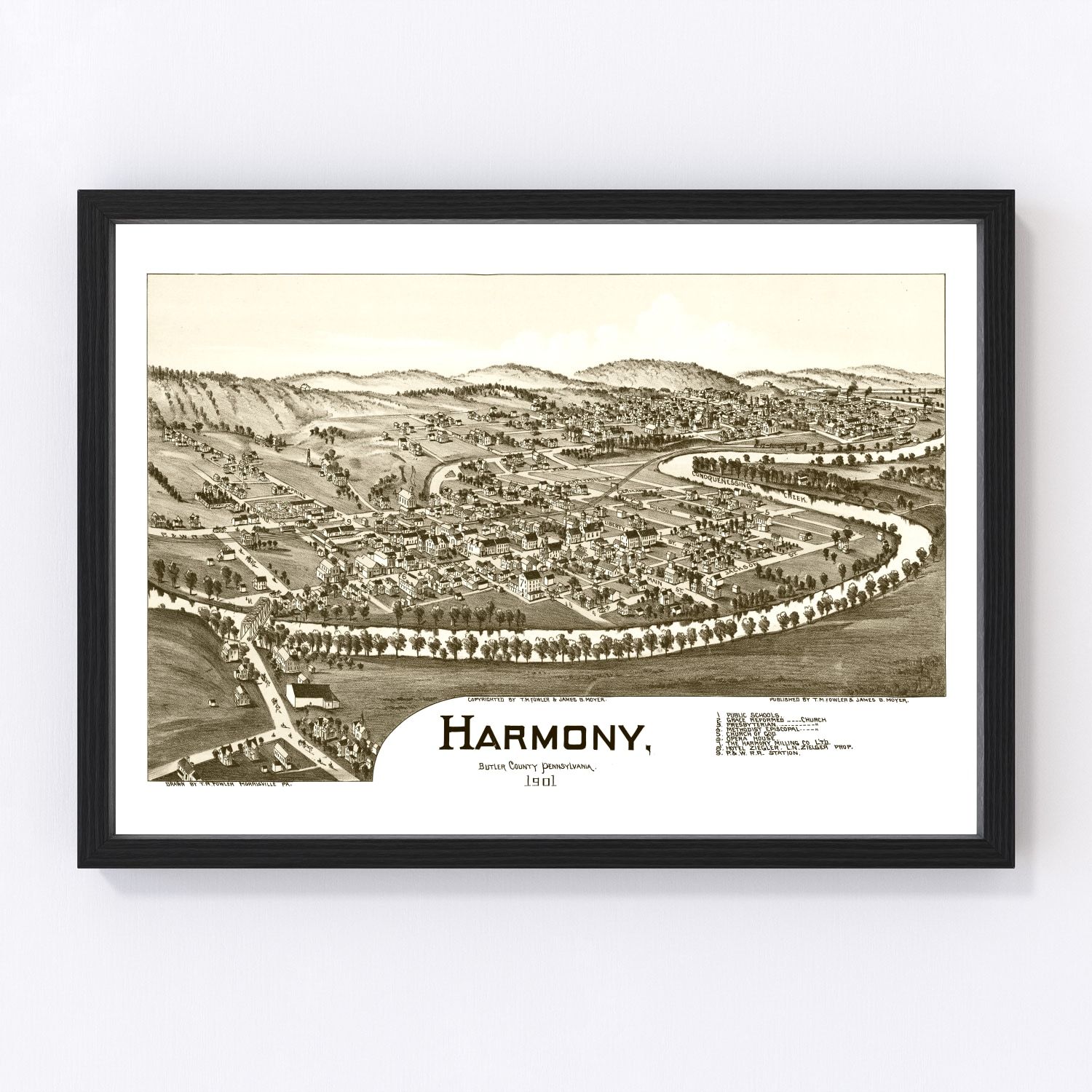 Vintage map of Harmony, Pennsylvania, 1901