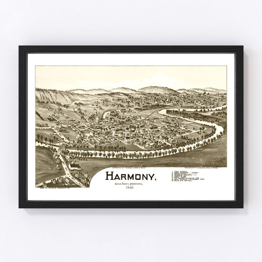 Vintage map of Harmony, Pennsylvania, 1901