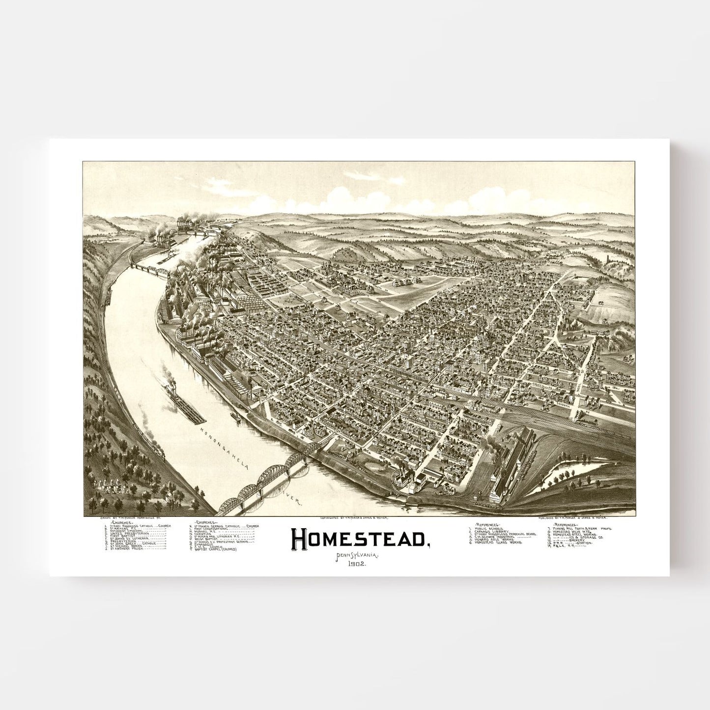 Vintage Map of Homestead, Allegheny County, Pennsylvania, 1902