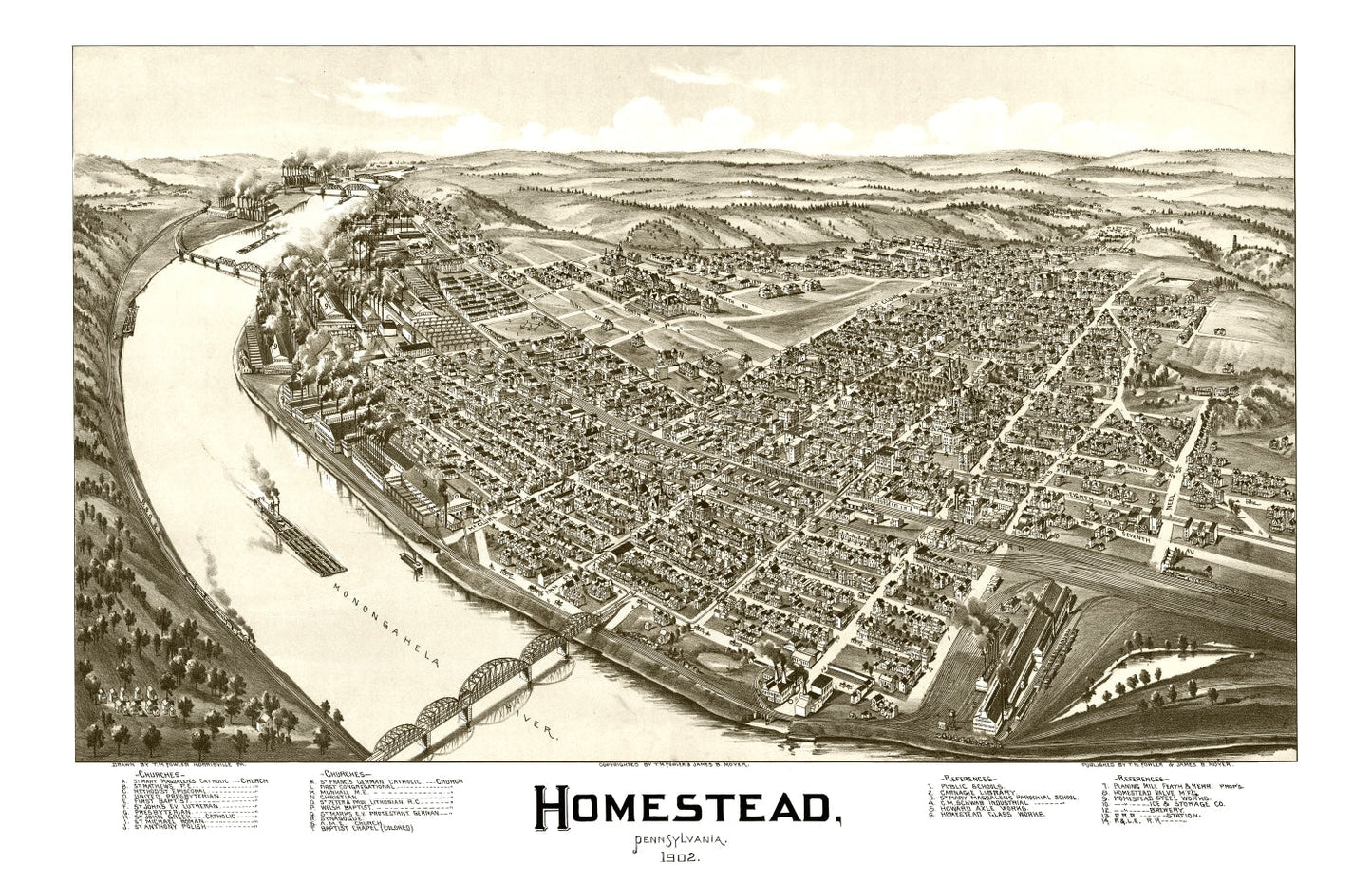 Vintage Map of Homestead, Allegheny County, Pennsylvania, 1902