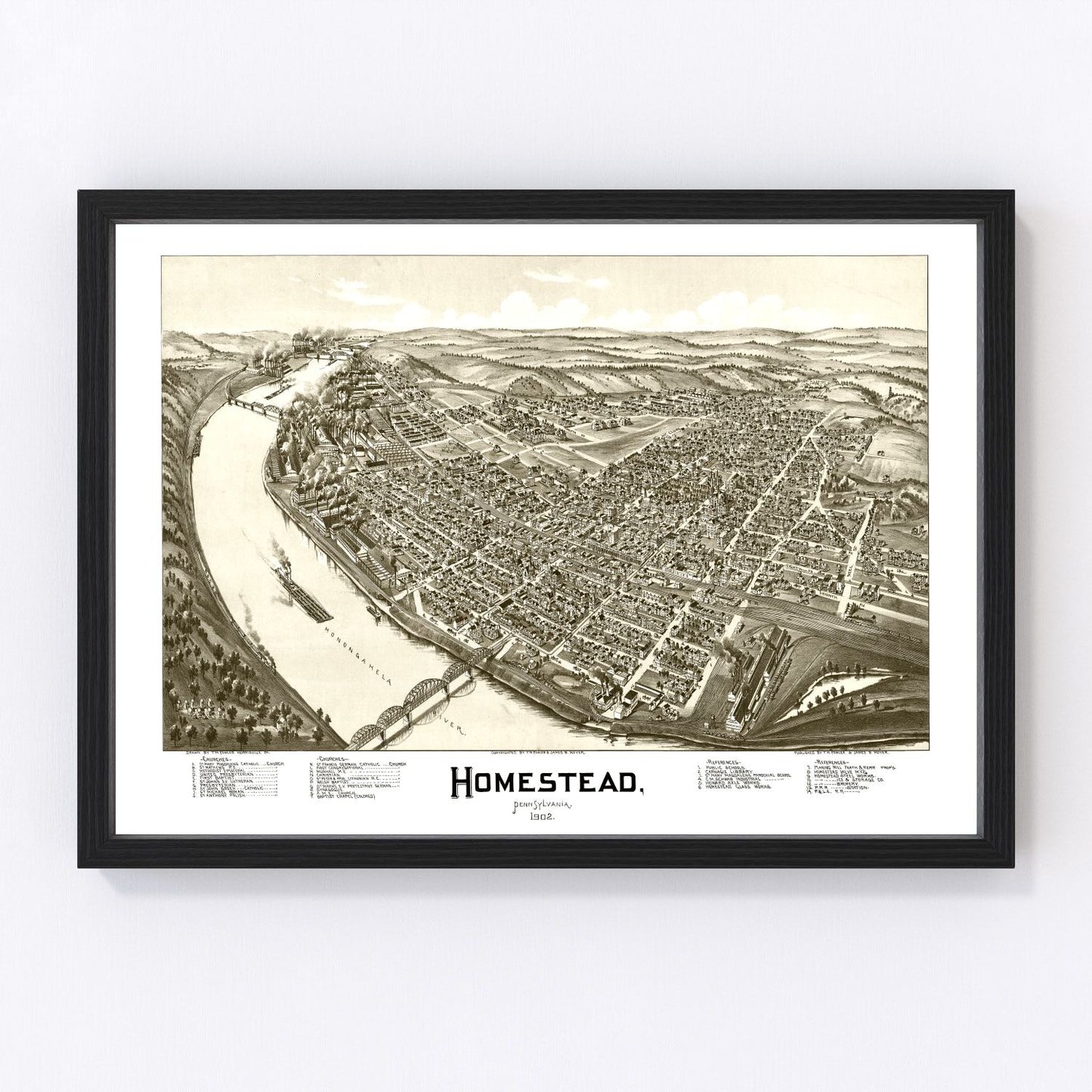 vintage map of Homestead, Pennsylvania, 1902