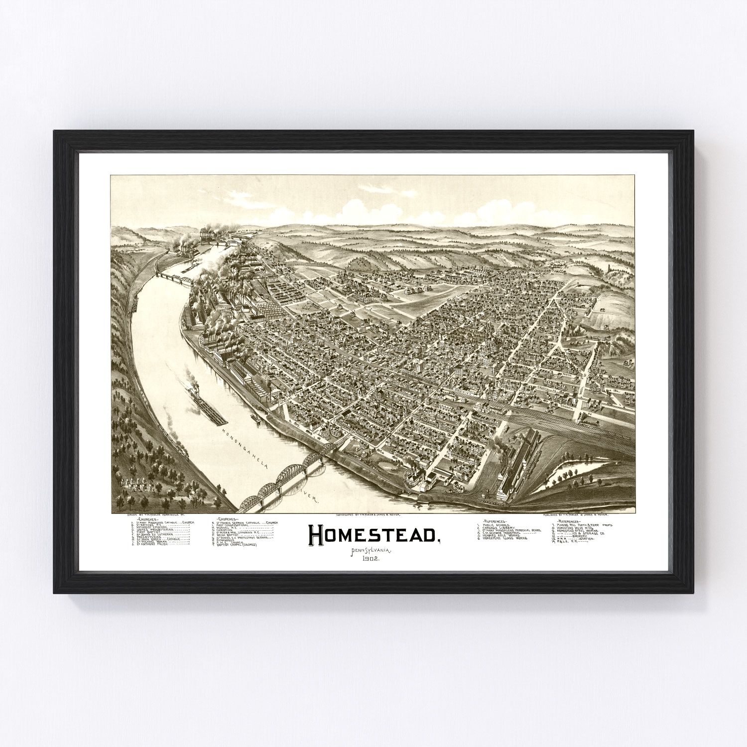 vintage map of Homestead, Pennsylvania, 1902
