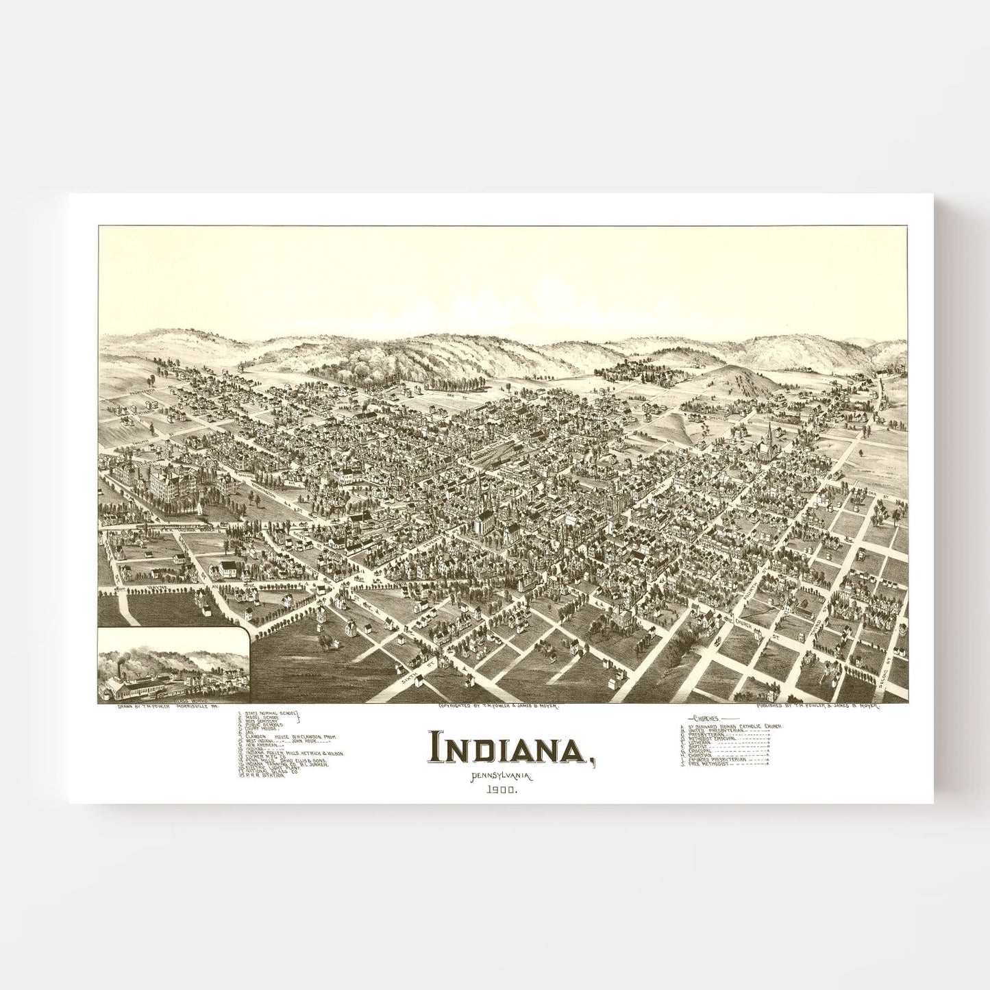 Vintage Map of Indiana County, Pennsylvania, 1900