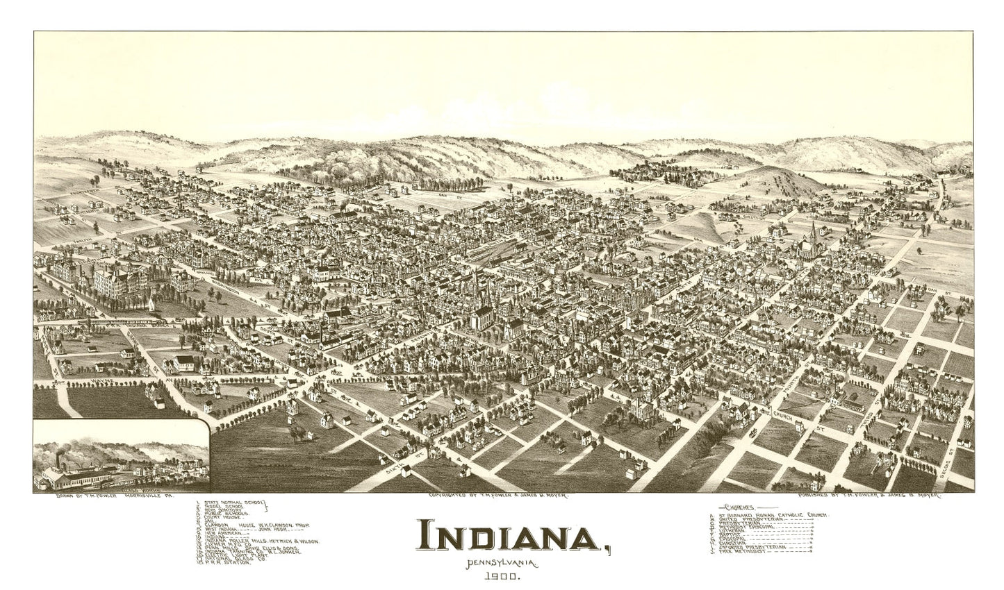 Vintage Map of Indiana County, Pennsylvania, 1900