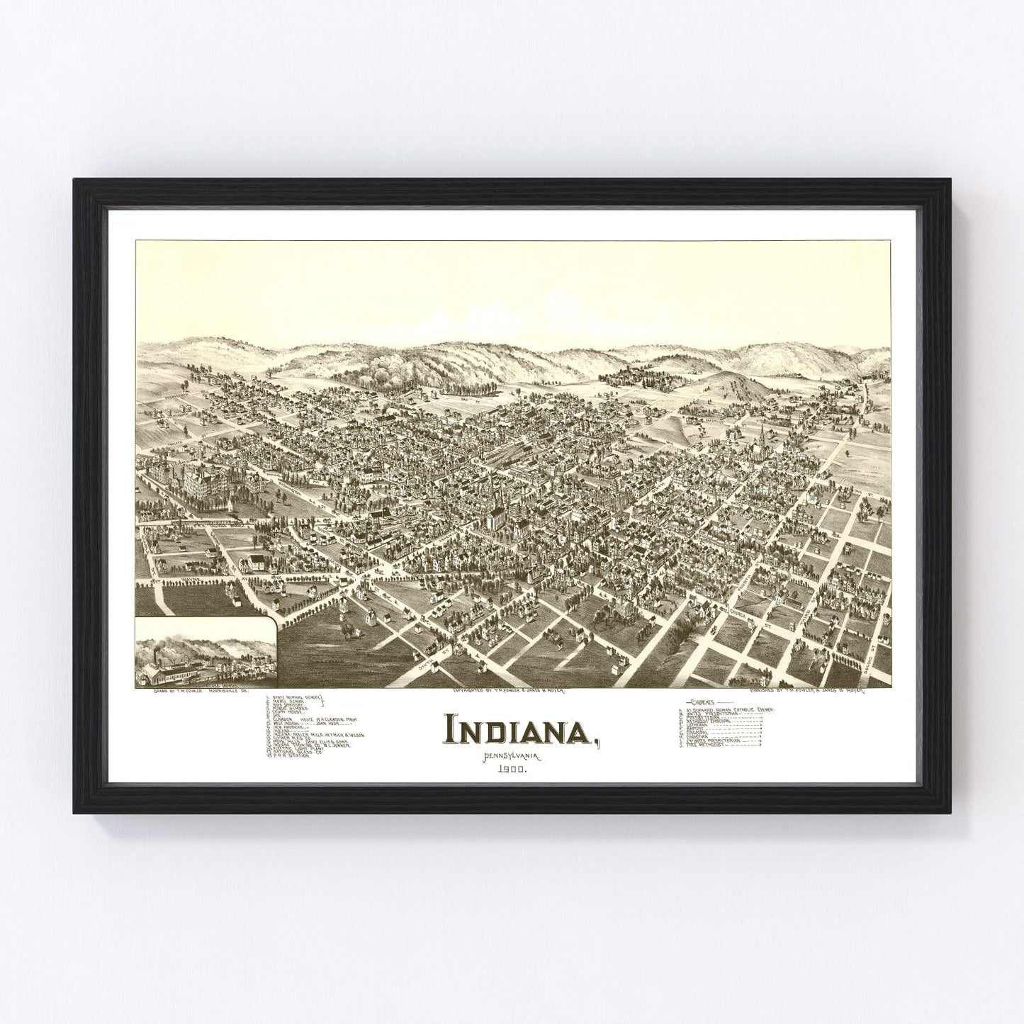 Vintage map of Indiana County, Pennsylvania, 1900