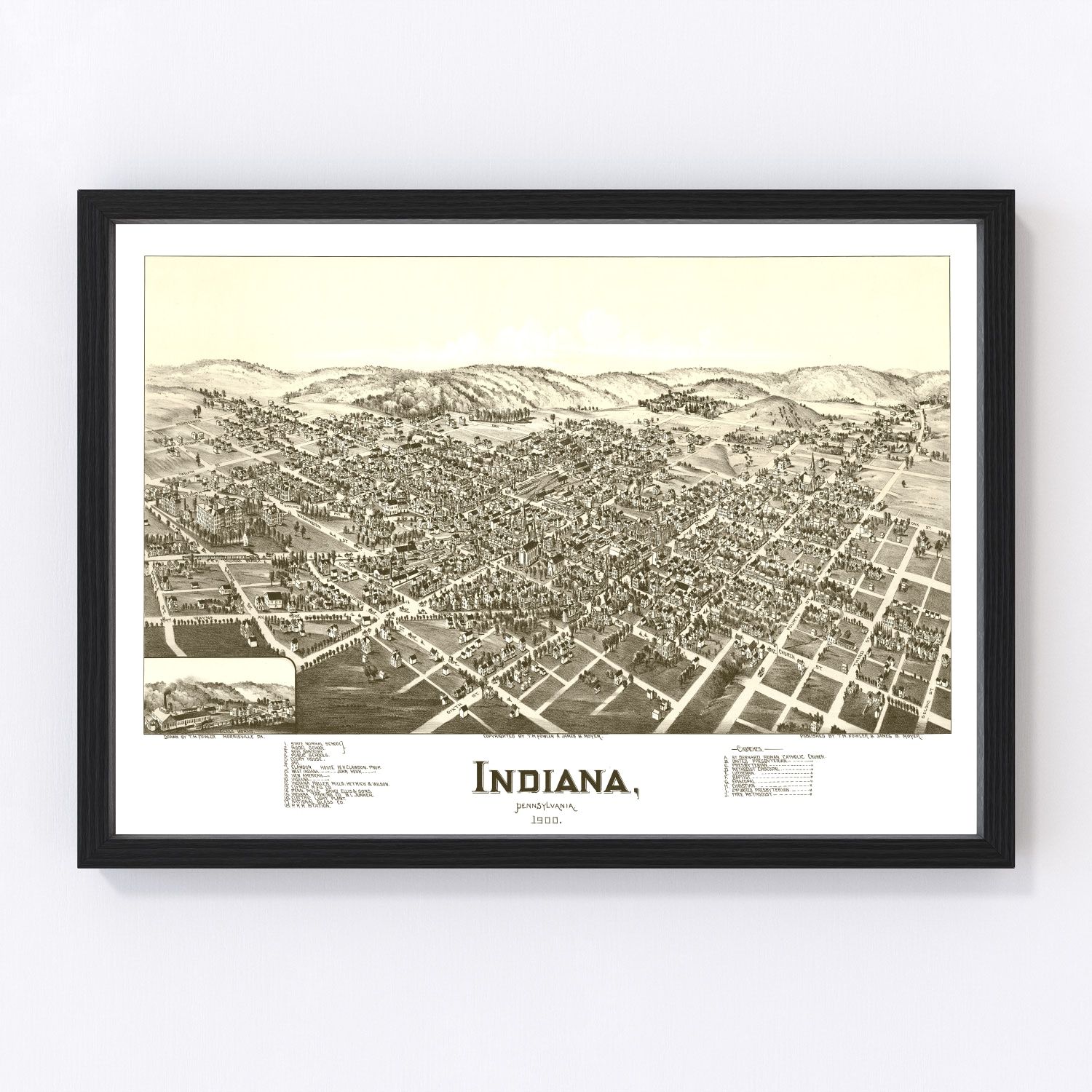 Vintage map of Indiana County, Pennsylvania, 1900